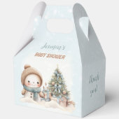  Sneeuwman Kerstjongen Baby shower Groot Bedankdoosjes (Achterkant)