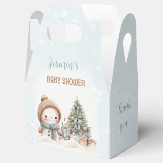 Sneeuwman Kerstjongen Baby shower Klein Bedankdoosjes (Geopend)