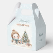  Sneeuwman Kerstjongen Baby shower Medium Bedankdoosjes (Achterkant)