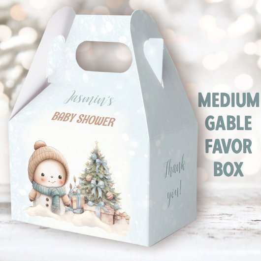  Sneeuwman Kerstjongen Baby shower Medium Bedankdoosjes