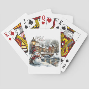 Sneeuwman Kerstkaarten Pokerkaarten