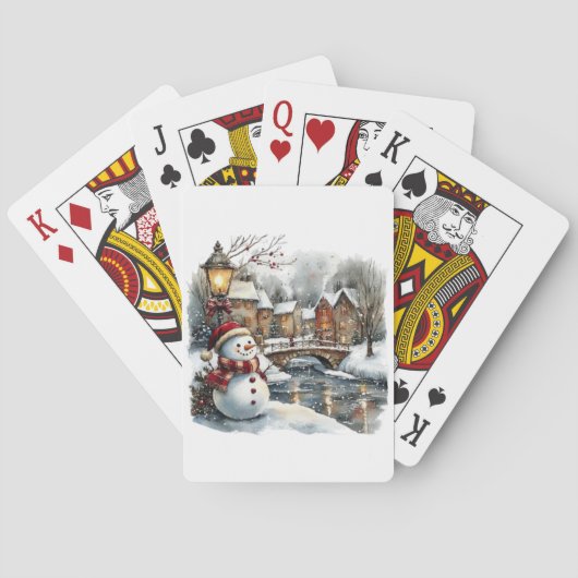 Sneeuwman Kerstkaarten Pokerkaarten (Achterkant)