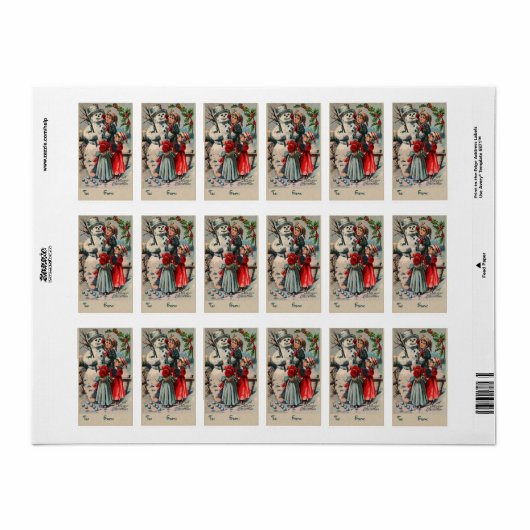  sneeuwman kerstlabels etiket (Full Sheet)