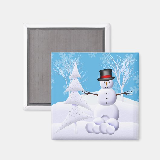 Sneeuwman Kerstmagneet Magneet (Voorkant / Achterkant)