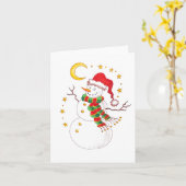 Sneeuwman Kerstman kerstkaart met sterren Kaart (Gele Bloem)