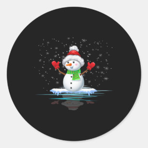 Sneeuwman Kerstman Kerstman Familie Matching Grapp Ronde Sticker