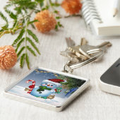 Sneeuwman Kerstman Sleutelhanger (Zijkant)