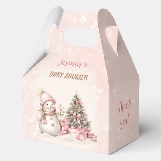  Sneeuwman Kerstmeisje Baby shower Medium Bedankdoosjes (Voorkant)