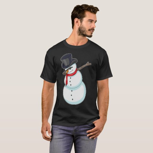 Sneeuwman Kerstmis Hip Hop Dance Dab T-shirt (Voorkant volledig)