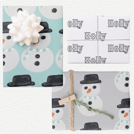 Sneeuwman Kerstmis  Inpakpapier Vel