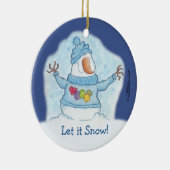 Sneeuwman-Kerstmis is "sneeuw" dicht Keramisch Ornament (Rechts)
