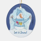 Sneeuwman-Kerstmis is "sneeuw" dicht Keramisch Ornament (Links)