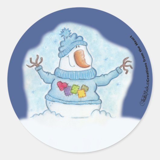 Sneeuwman-Kerstmis is "sneeuw" dicht Ronde Sticker (Voorkant)