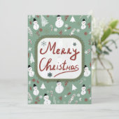 Sneeuwman Kerstmis  Kaart (Staand voorkant)