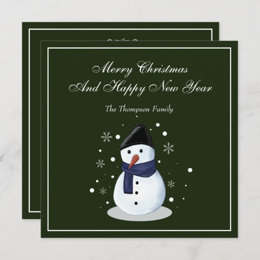 Sneeuwman Kerstmis Kaart (Voorkant / Achterkant)