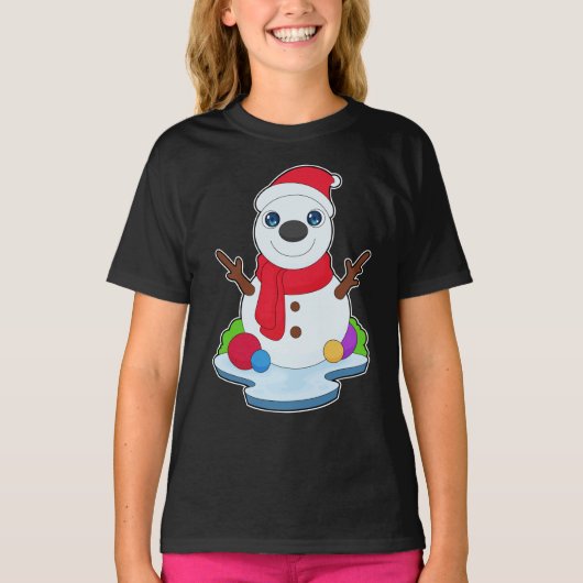 Sneeuwman Kerstmis Kerstman hoed T-shirt (Voorkant)
