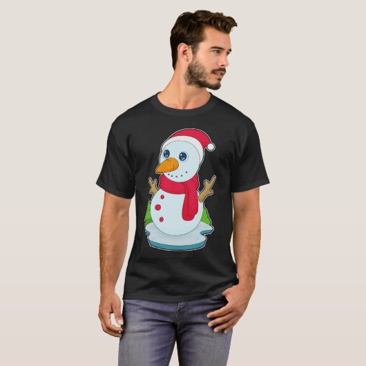 Sneeuwman Kerstmis Kerstman hoed T-shirt (Voorkant volledig)