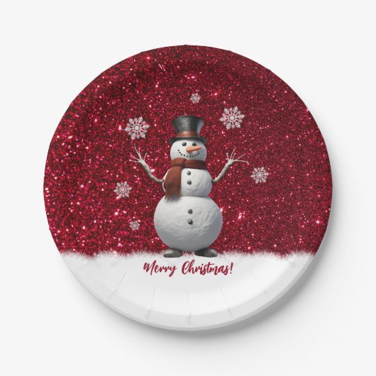 Sneeuwman- Kerstmis- Papieren Bordje (Voorkant)