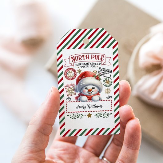 Sneeuwman Kerstmis Speciale bezorging van Sant Cadeaulabel