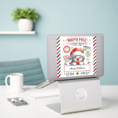 Sneeuwman Kerstmis Speciale bezorging van Sant Sticker (Laptop op bureau)