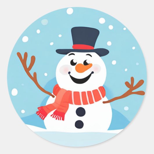 Sneeuwman Kerstmis Sticker (Voorkant)