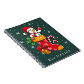 Sneeuwman Kerstmis Stocking Candy Cane Snowflakes Notitieboek (Rechterzijde)