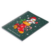 Sneeuwman Kerstmis Stocking Candy Cane Snowflakes Notitieboek (Linkerzijde)