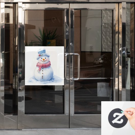 Sneeuwman Kerstmis Venster Cling Raamsticker (Kantoordeur)