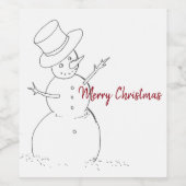 sneeuwman Kerstmis wijn label Wijn Etiket (Enkel label)