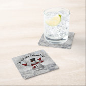 Sneeuwman Kerstmis Wonder Flutterende Sneeuwvlokke Kartonnen Onderzetters (Insitu)