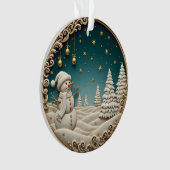 Sneeuwman Kerstornament 2025 – Klassiek Gesneden Ornament (voorkant)