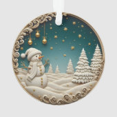 Sneeuwman Kerstornament 2025 – Klassiek Gesneden Ornament (achterkant)