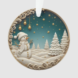 Sneeuwman Kerstornament 2025 – Klassiek Gesneden Ornament