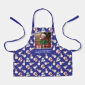 Sneeuwman Kerstpatroon Navy Blue Boys Foto Schort (Voorkant)