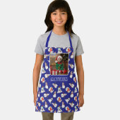 Sneeuwman Kerstpatroon Navy Blue Boys Foto Schort (Insitu)