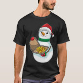Sneeuwman Kerstpizza T-shirt (Voorkant)