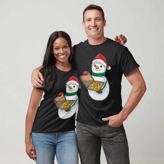 Sneeuwman Kerstpizza T-shirt (Unisex)