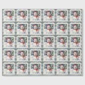  sneeuwman kerstpostzegel cadeaupapier (Vlak)