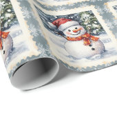  sneeuwman kerstpostzegel cadeaupapier (Rol Hoek)