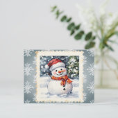 sneeuwman kerstpostzegel feestdagenkaart (Staand voorkant)