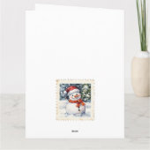  sneeuwman kerstpostzegel kaart (Achterkant)