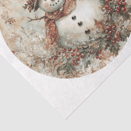 Sneeuwman Kerstrondes Tissuepapier (Detail)