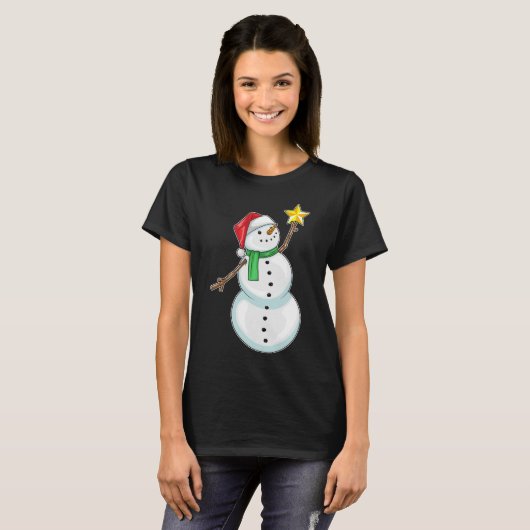 Sneeuwman Kerstster T-shirt (Voorkant volledig)