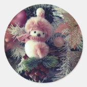 Sneeuwman Kerststicker Ronde Sticker (Voorkant)