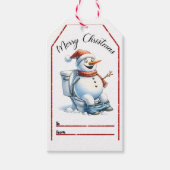 Sneeuwman kersttags met speelse uitstraling cadeaulabel (Voorkant)