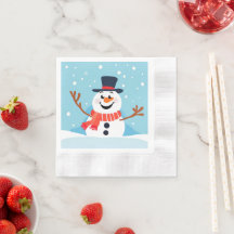Sneeuwman Kerstvakantie Feest Papieren Servet