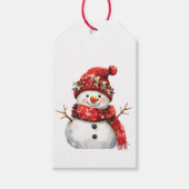 Sneeuwman Kerstvakantie Kerstmis Cadeaulabel (Voorkant)