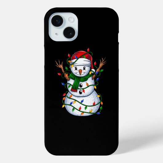 Sneeuwman Kerstverlichting Case-Mate iPhone Case (Achterkant)