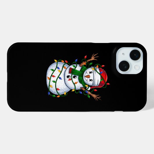 Sneeuwman Kerstverlichting Case-Mate iPhone Case (Achterkant (horizontaal))