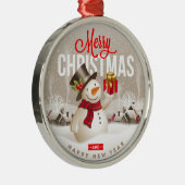 Sneeuwman Kerstversiering – Feestelijk Vakantie Ca Metalen Ornament (Rechts)
